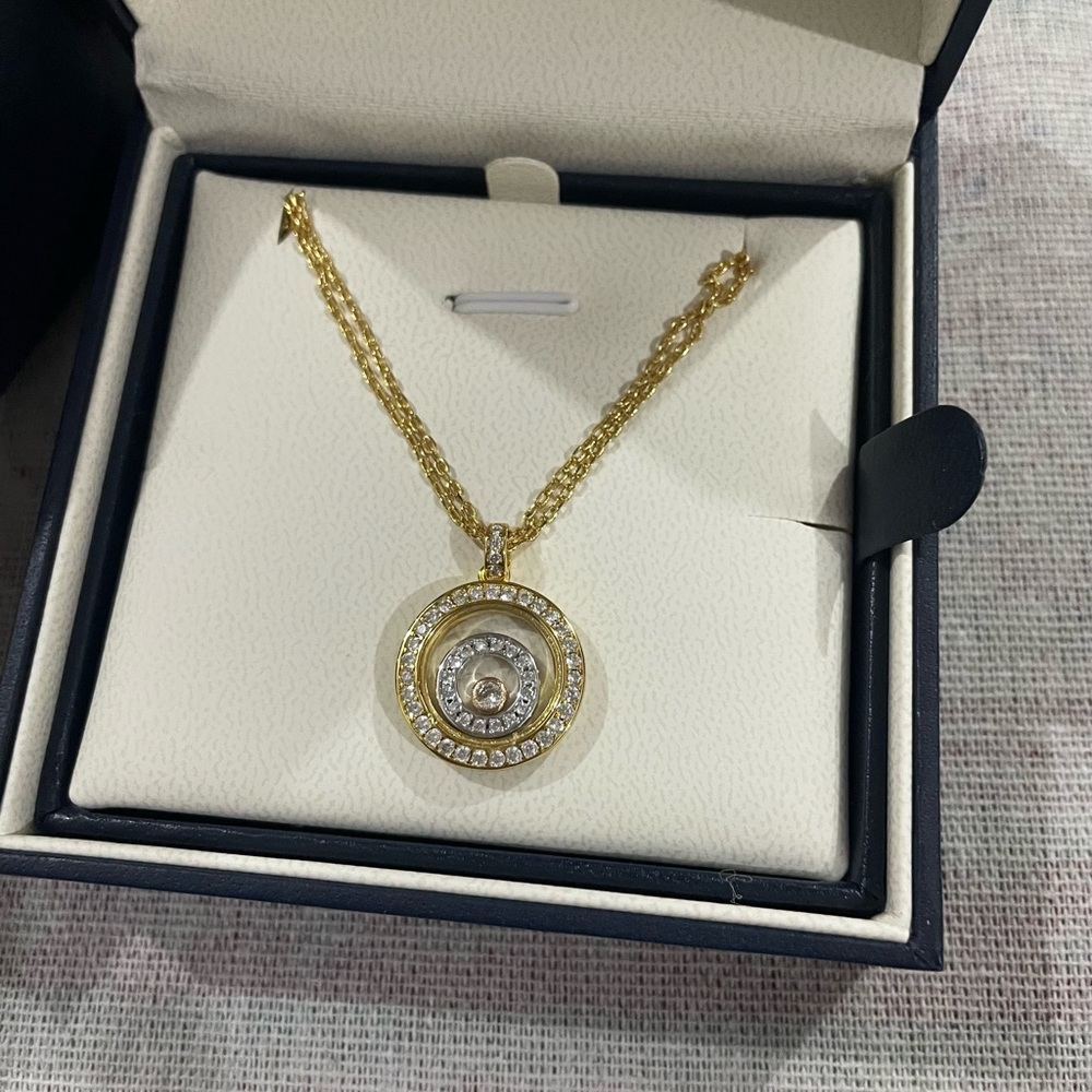 Chopard Gold and Crystal Circular Pendant Necklace - Picture 3 of 14